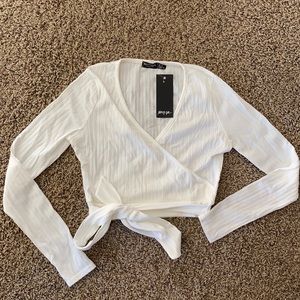 Nasty Gal Wrapover Ribbed Top (NEW WITH TAGS) Size US 4